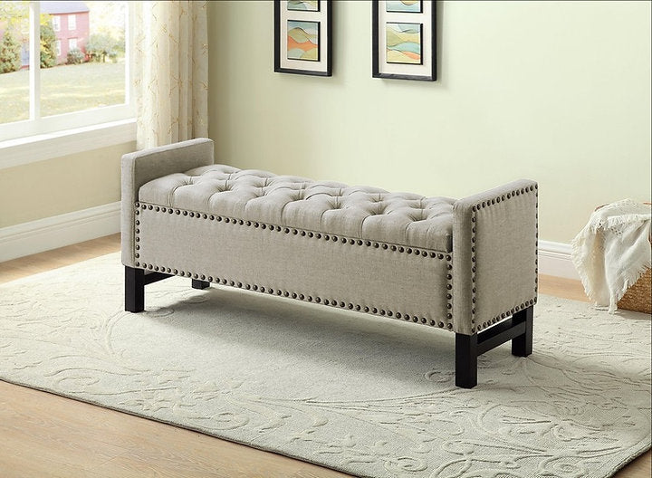 IF 6400/01/02/05 Storage Bench in Grey, black, Creme velvet and Beige Fabric