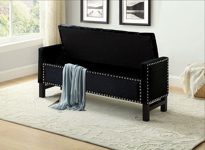 IF 6400/01/02/05 Storage Bench in Grey, black, Creme velvet and Beige Fabric