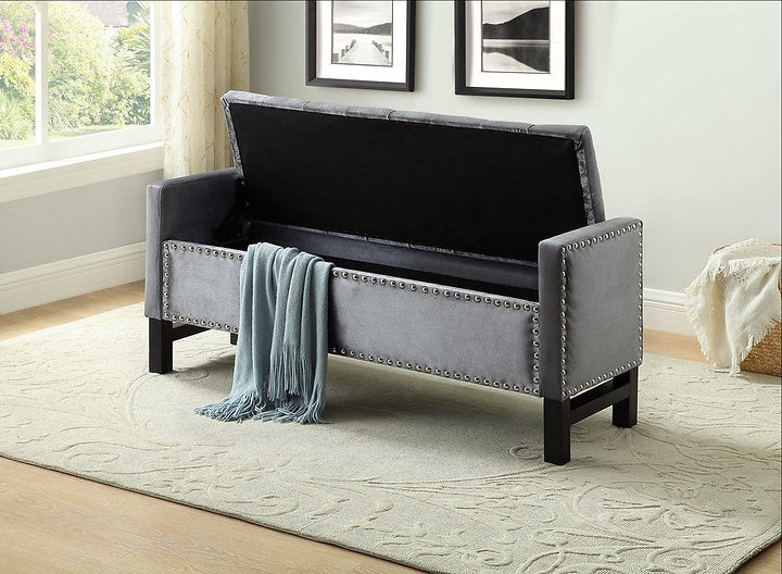 IF 6400/01/02/05 Storage Bench in Grey, black, Creme velvet and Beige Fabric