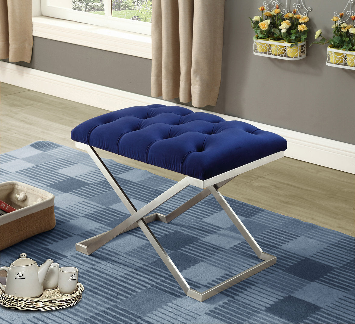IF 6290/91/92 Ottoman in Grey, Black and Blue Velvet