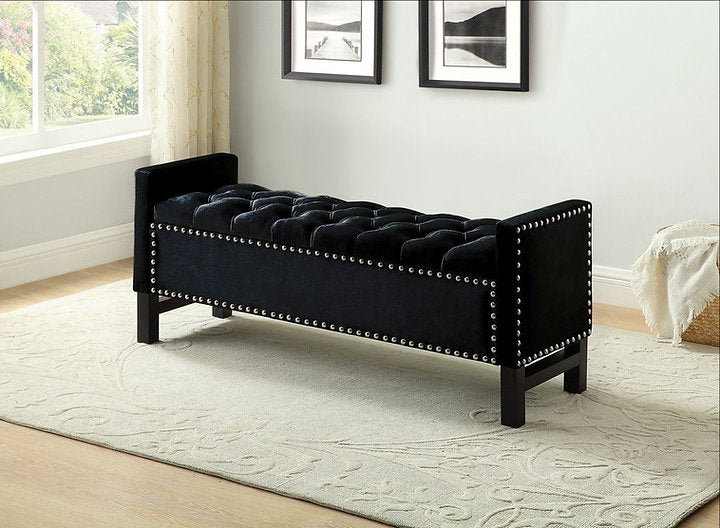 IF 6400/01/02/05 Storage Bench in Grey, black, Creme velvet and Beige Fabric