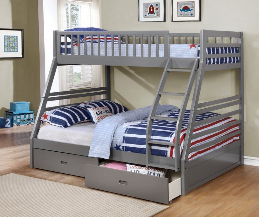 Wood Twin-Over-Full Storage Bunk Bed in Espresso B-117