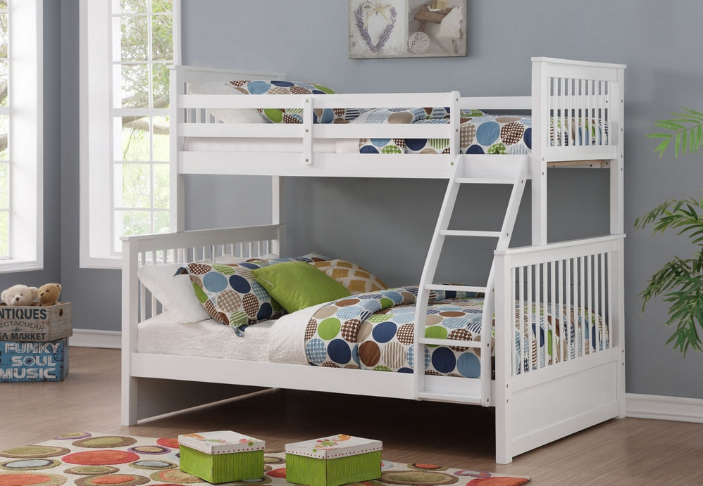 B122 SINGLE OVER DOUBLE WHITE BUNK BED
