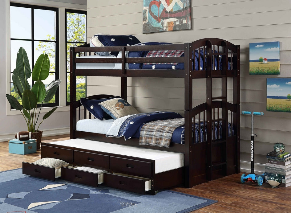 B-1840 Espresso Wood Bunk Bed (Twin/Twin)