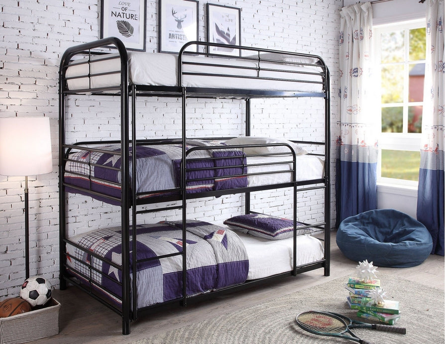 B-503 Black Metal Triple Bunk Bed (Twin/Twin/Twin)