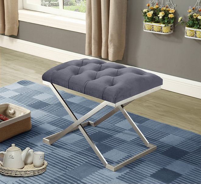 IF 6290/91/92 Ottoman in Grey, Black and Blue Velvet