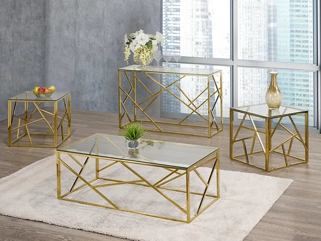Coffee Table with 8mm Clear Tempered Glass and Gold Frame