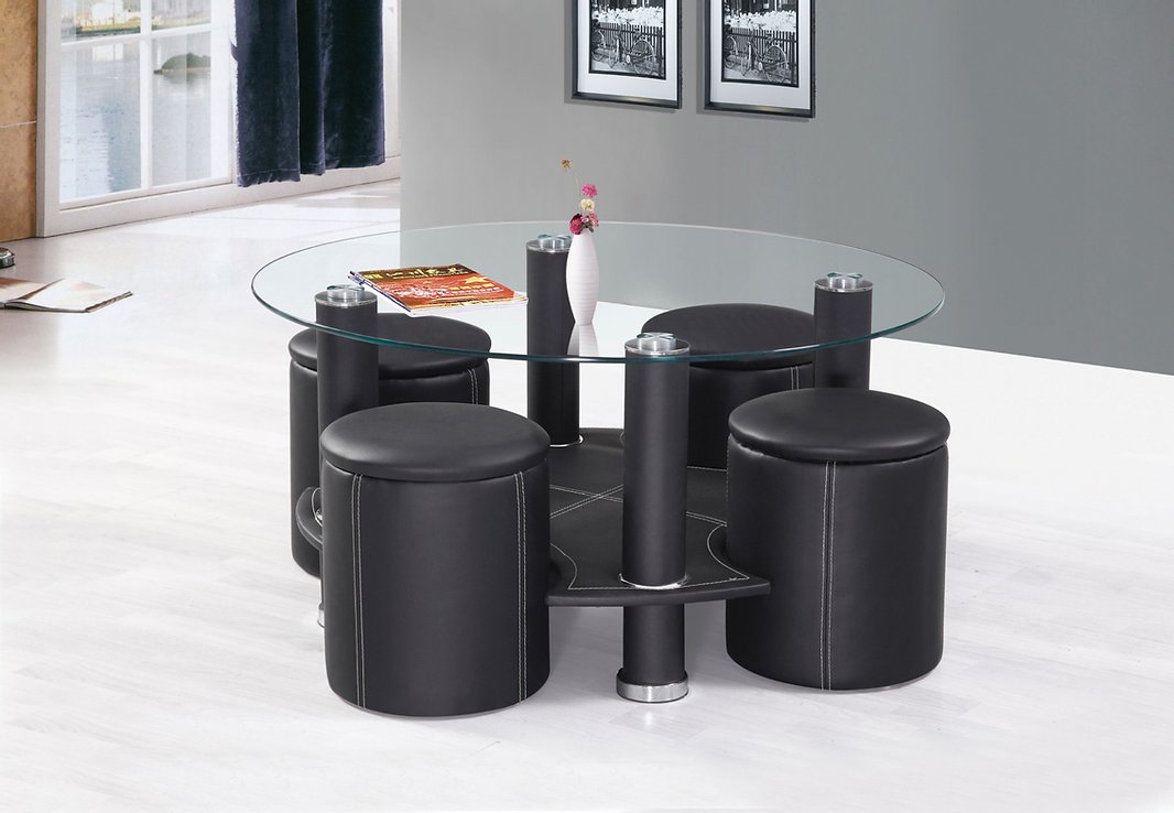 Coffee Table Set Includes a Set of 4 Stools