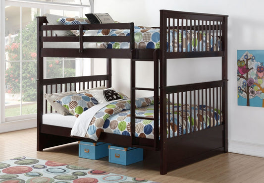 B-123-W Full/Full White wooden Bunk Bed Convert Into Two bed