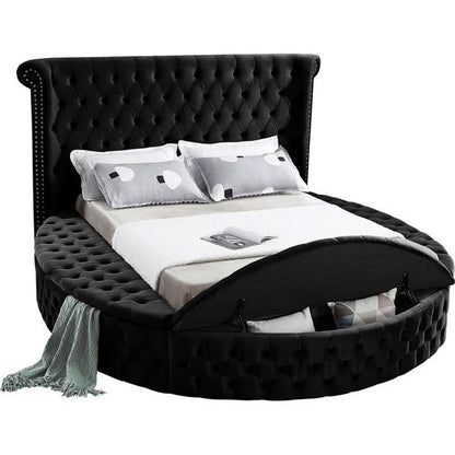 IF-5773  Queen Black Velvet Fabric Bed