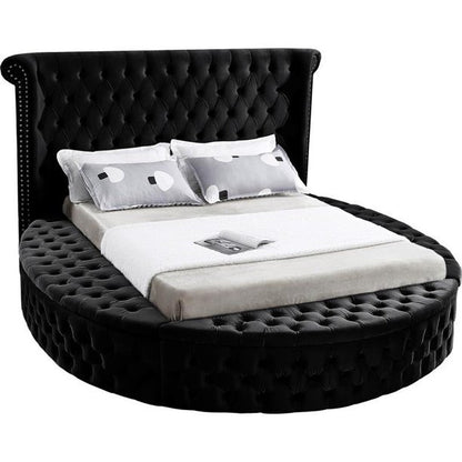 IF-5773  Queen Black Velvet Fabric Bed