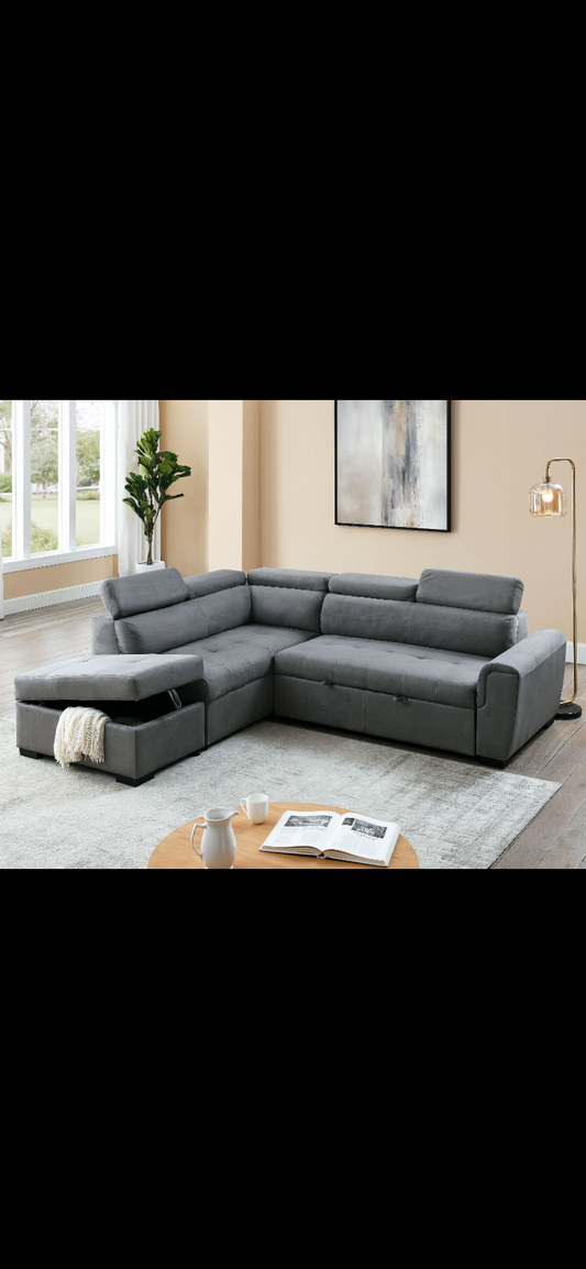 Sectional  Sofa bed  With Adjustable Head Rest and Ottoman