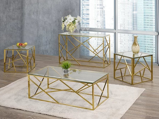Coffee Table with 8mm Clear Tempered Glass and  Gold Frame